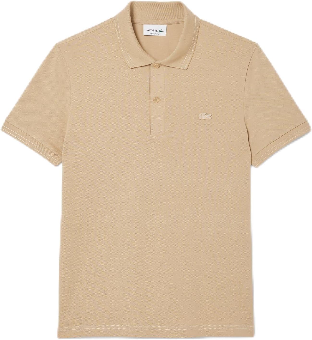 

Мужская рубашка-поло LACOSTE с вышитыми нитками в тон, бежевый