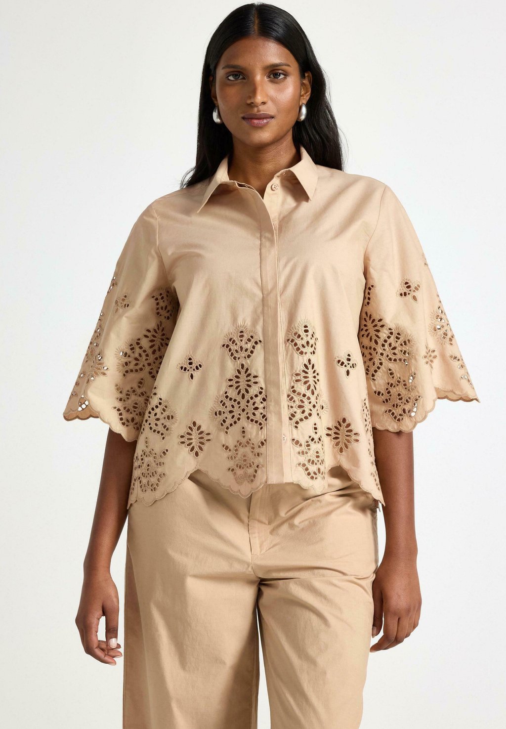 

Рубашка EMBROIDERY Lindex, бежевый