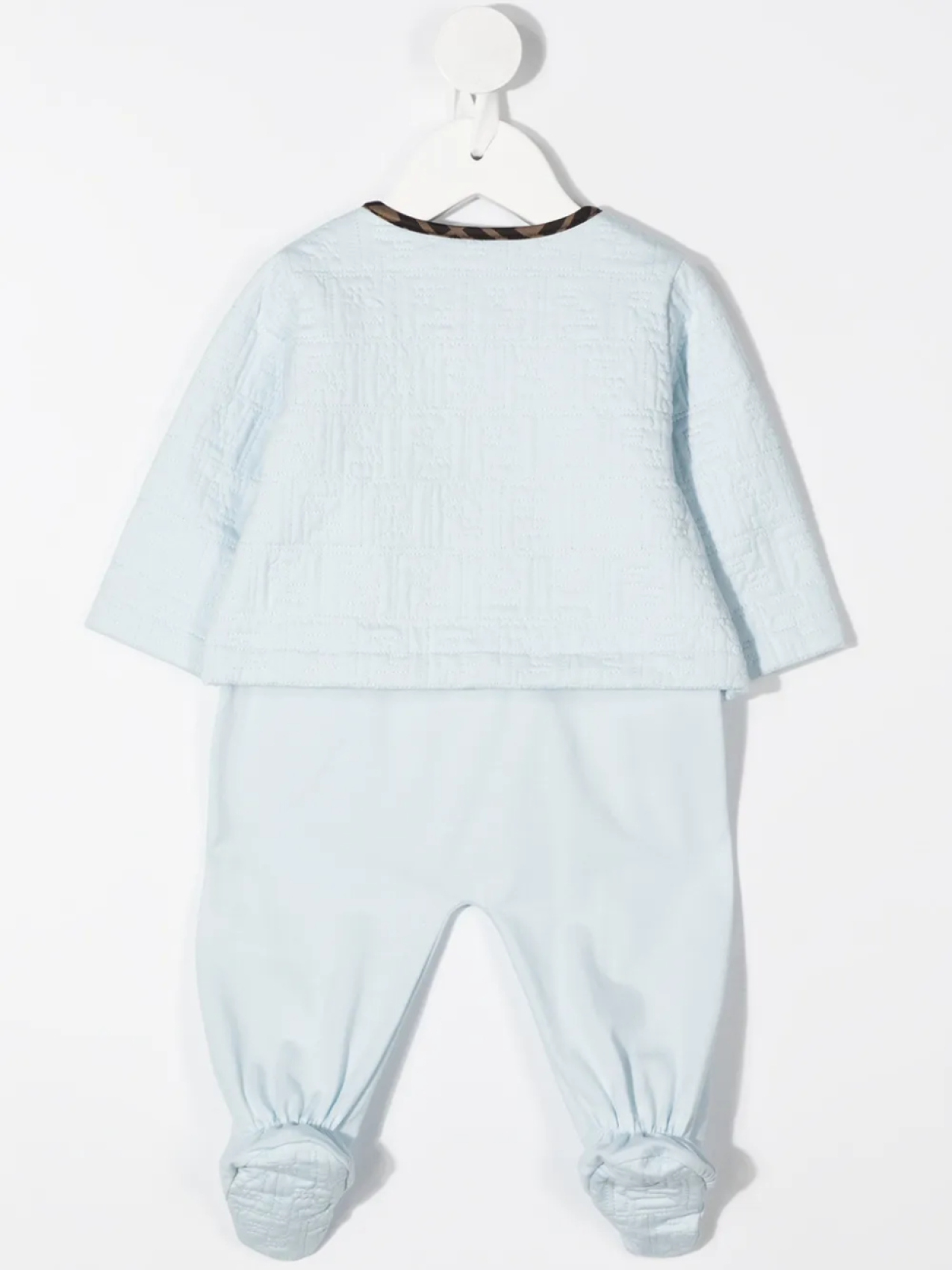 Комплект из комбинезона, шапки и нагрудника Fendi Kids, синий — фото 3