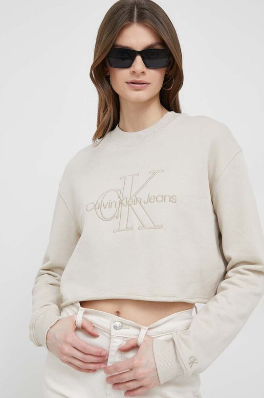 

Хлопковая толстовка Calvin Klein Jeans, бежевый