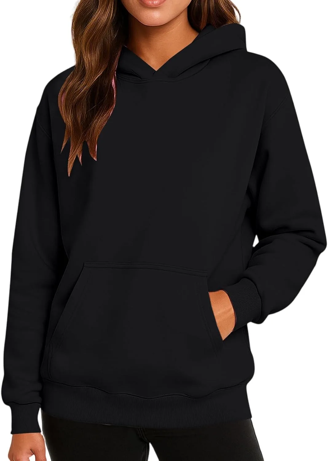 

Толстовка FQZWONG для женщин, длинный рукав, оверсайз, с карманами