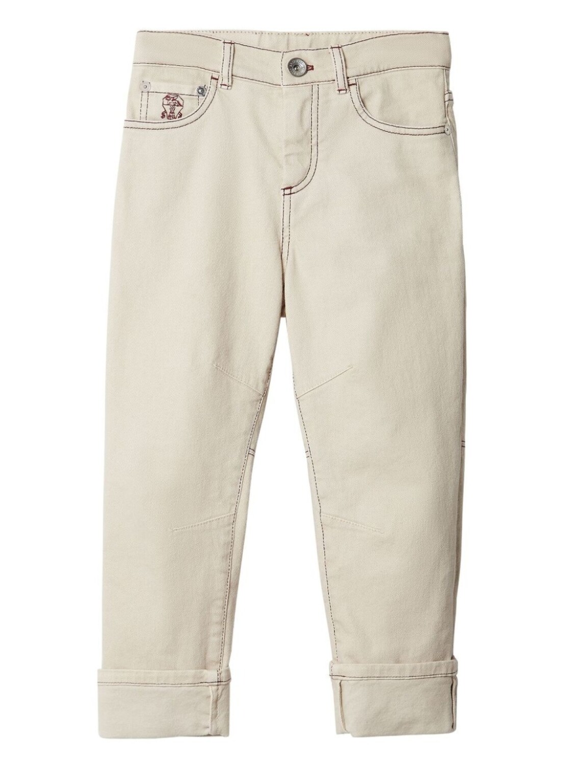 

Brunello Cucinelli Kids прямые джинсы с вышитым логотипом, нейтральный цвет