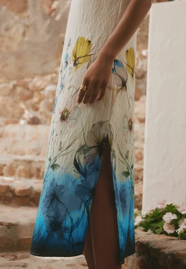 Укороченное миди-платье-комбинация для лета, повседневное платье Next, Placement Floral Print — фото 3