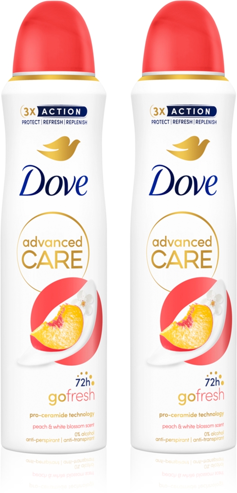 

Экономный набор Advanced Care с ароматом персика и белых цветов Dove, 2× 150 мл