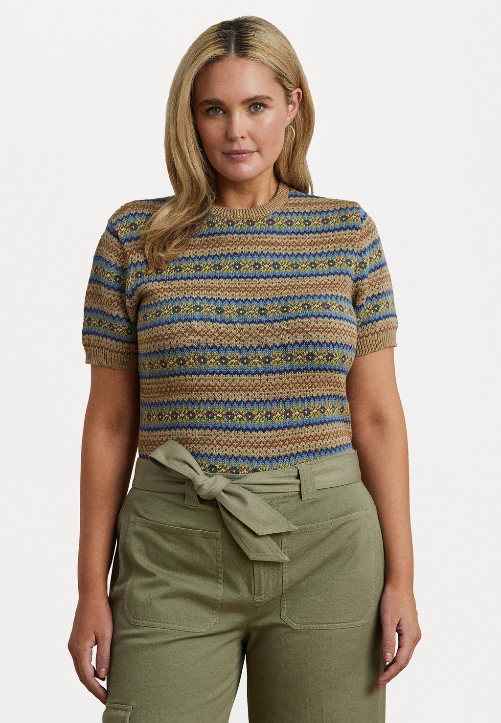 

Футболка с принтом EYELAH FAIR ISLE SHORT-SLEEVE SWEATER Lauren Ralph Lauren Woman, мультиколор