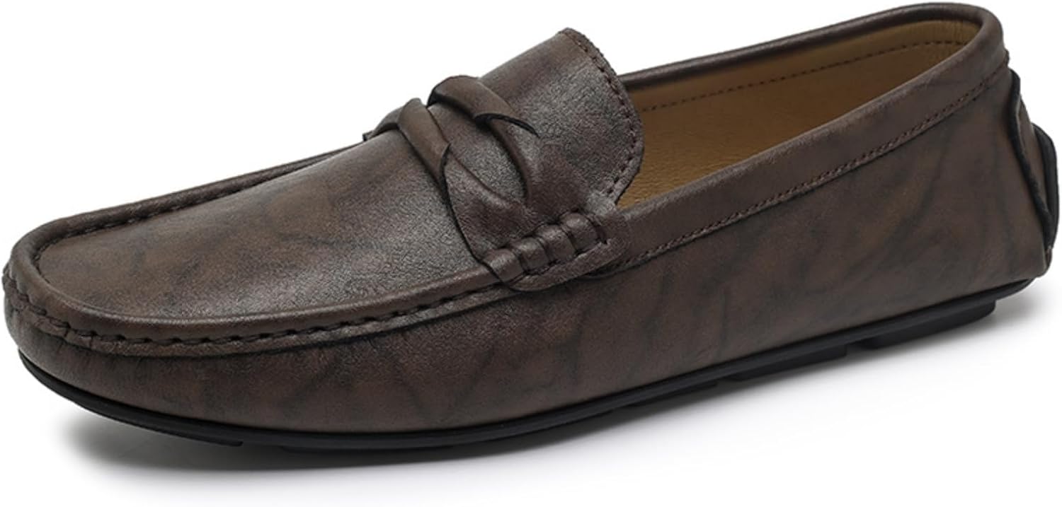 

Мужские классические лоферы из натуральной кожи, удобные, легкие, с нескользящей подошвой, повседневные, работы в офисе, вечеринок, прогулок, мягкие лоферы с декоративной перемычкой, мокасины, топсайдеры Yrzhgdl, коричневый