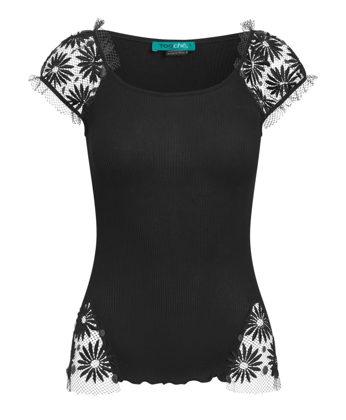 

Черный кружевной топ без рукавов Мелания Tooche, черный