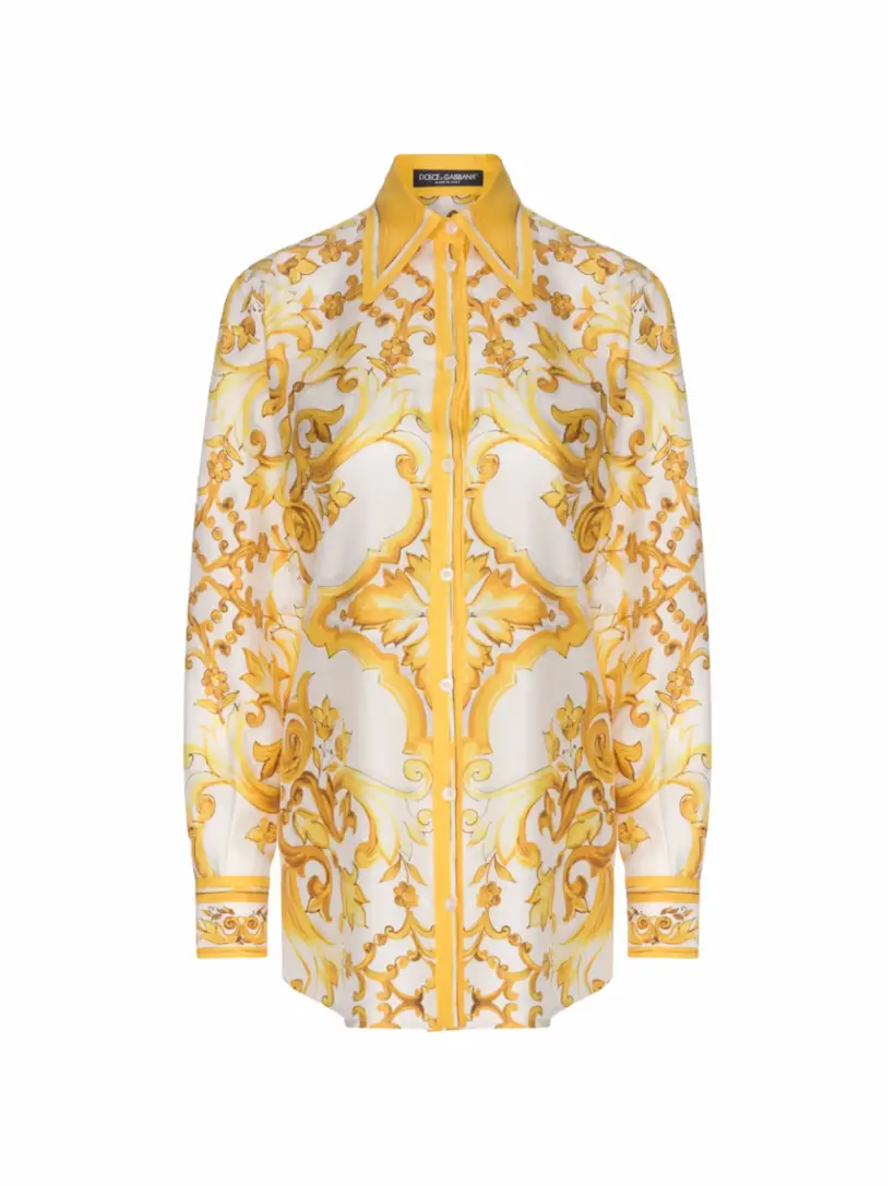

Шёлковая рубашка с принтом Majolica Dolce&Gabbana, мультиколор