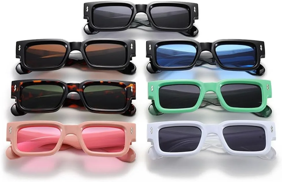 

Винтажные модные маленькие прямоугольные солнцезащитные очки для мужчин с заклепками, женские солнцезащитные очки черного цвета, женские очки HVTVTLA, C7