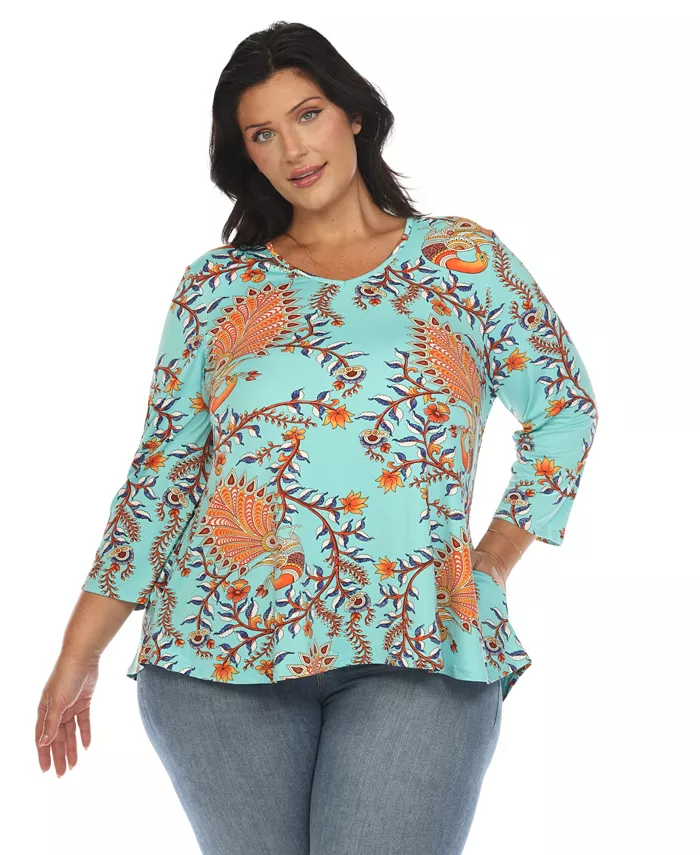 

Яркая богемная блуза свободного кроя Plus Size White Mark, зеленый