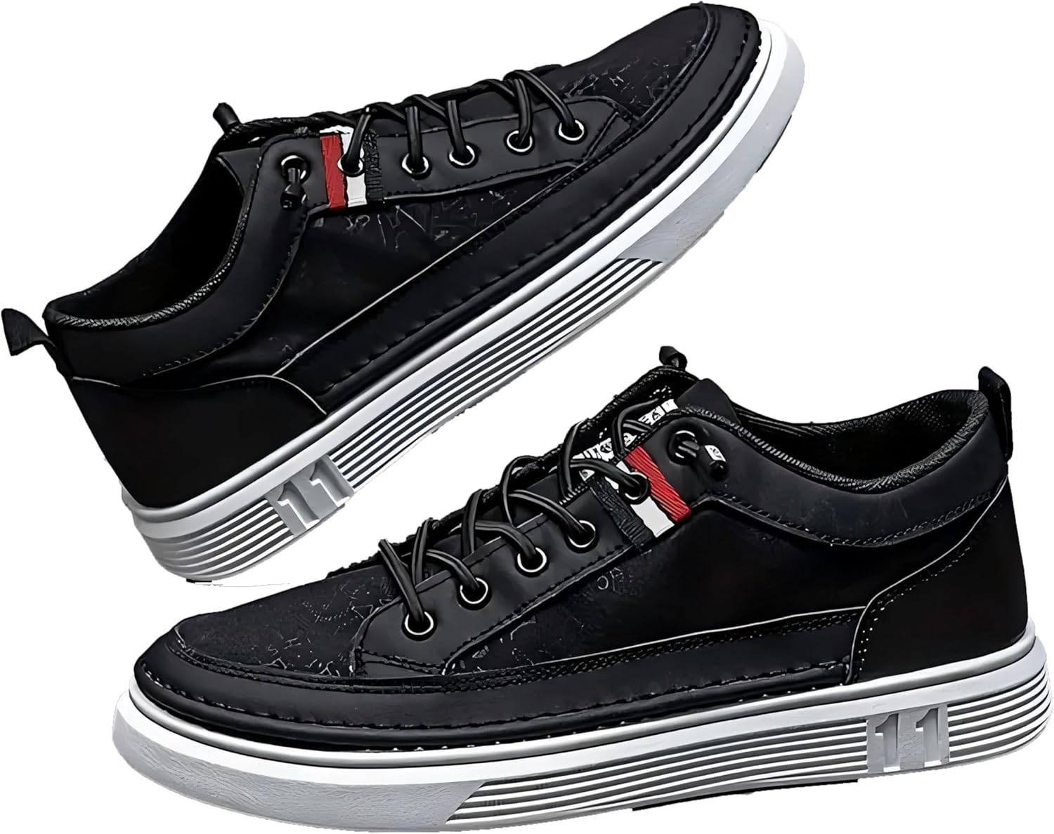 

Мужские кроссовки из сплошного PU, с шнуровкой, удобные, нескользящие, уличного стиля, для всех сезонов и занятий на открытом воздухе Hoalox, черный