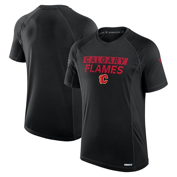 

Мужская черная футболка calgary flames authentic pro rink tech Fanatics