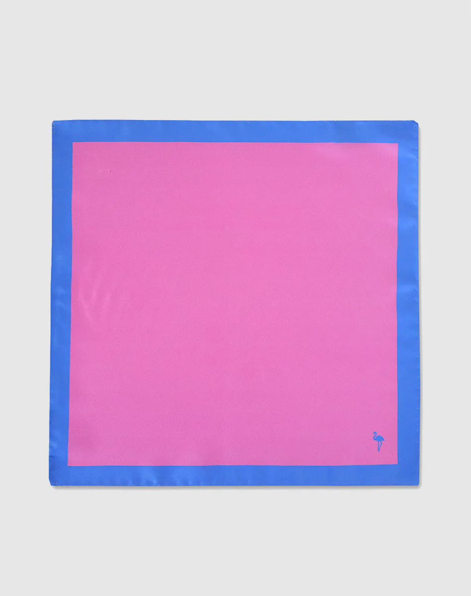 

Розовый шелковый шарф с голубой отделкой Olimpo, цвет Rosa