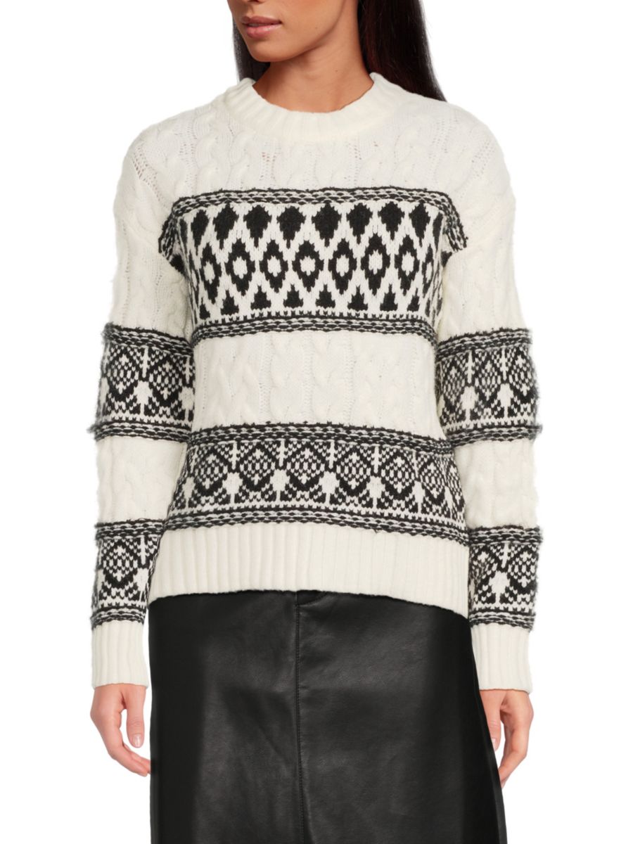 

Свитер с косой вязкой Fairisle Lea & Viola, цвет Ivory Black