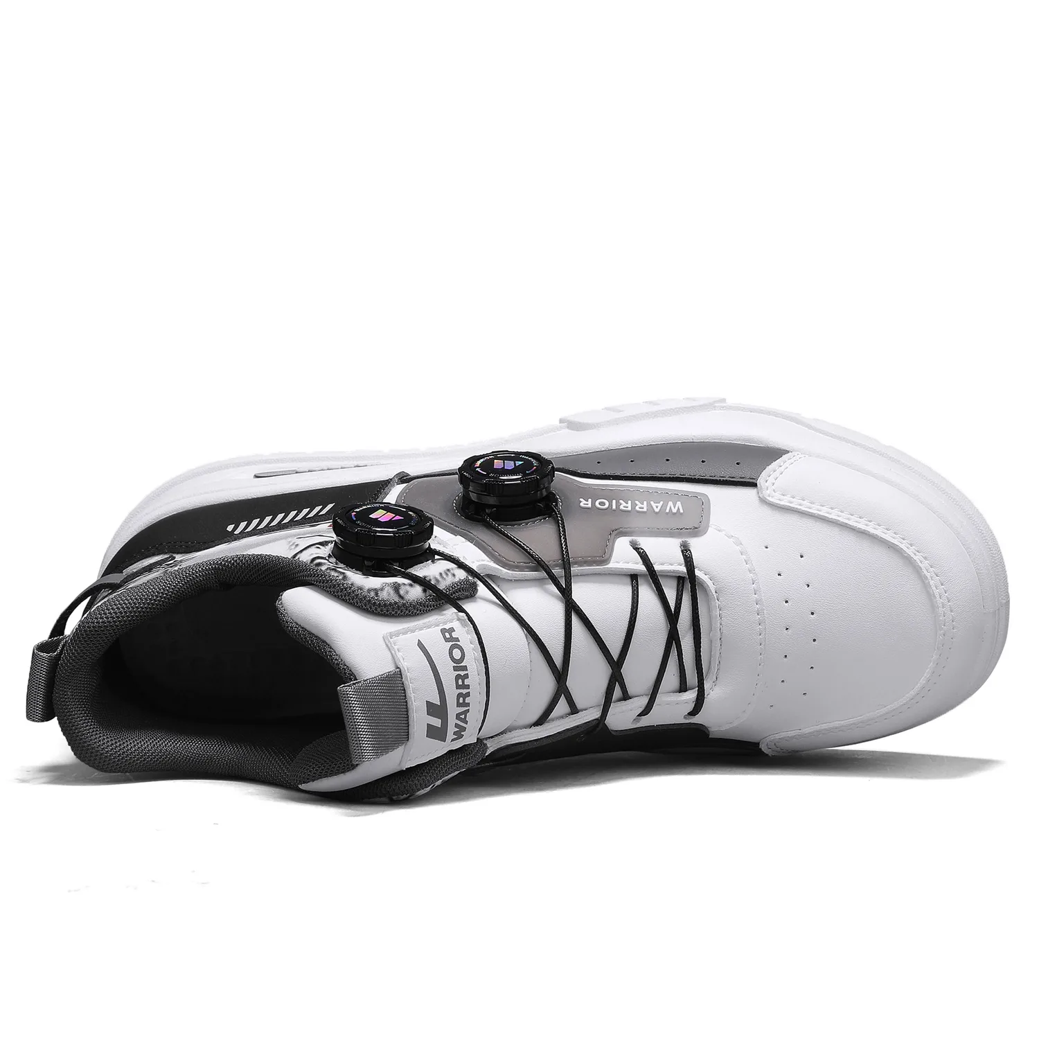 WARRIOR Кроссовки для скейтбординга мужские Mid top White Black/Beige Brown/Earth Yellow — фото 4
