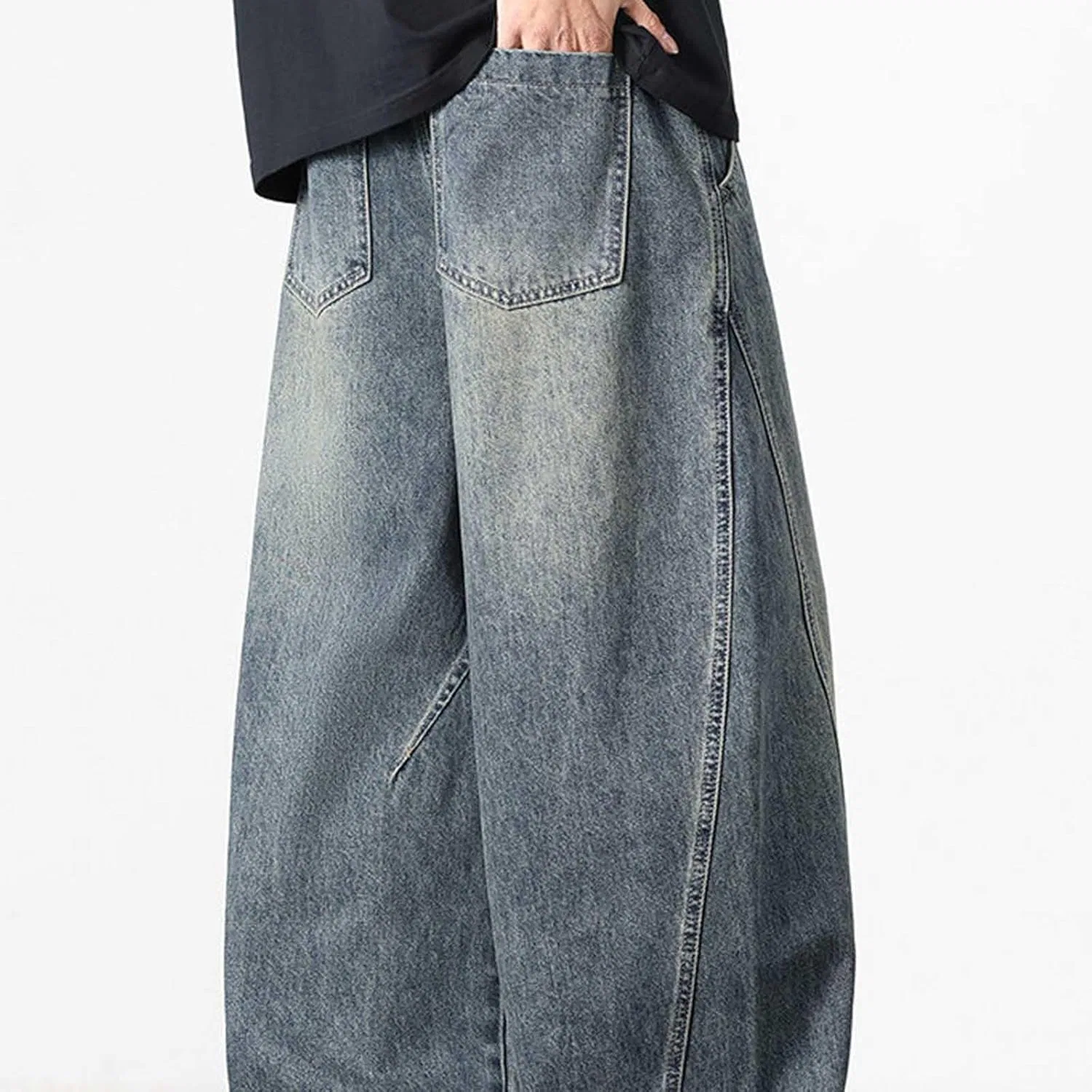 Джинсы свободные, Men's Wide Leg Jeans, темно-синие — фото 4
