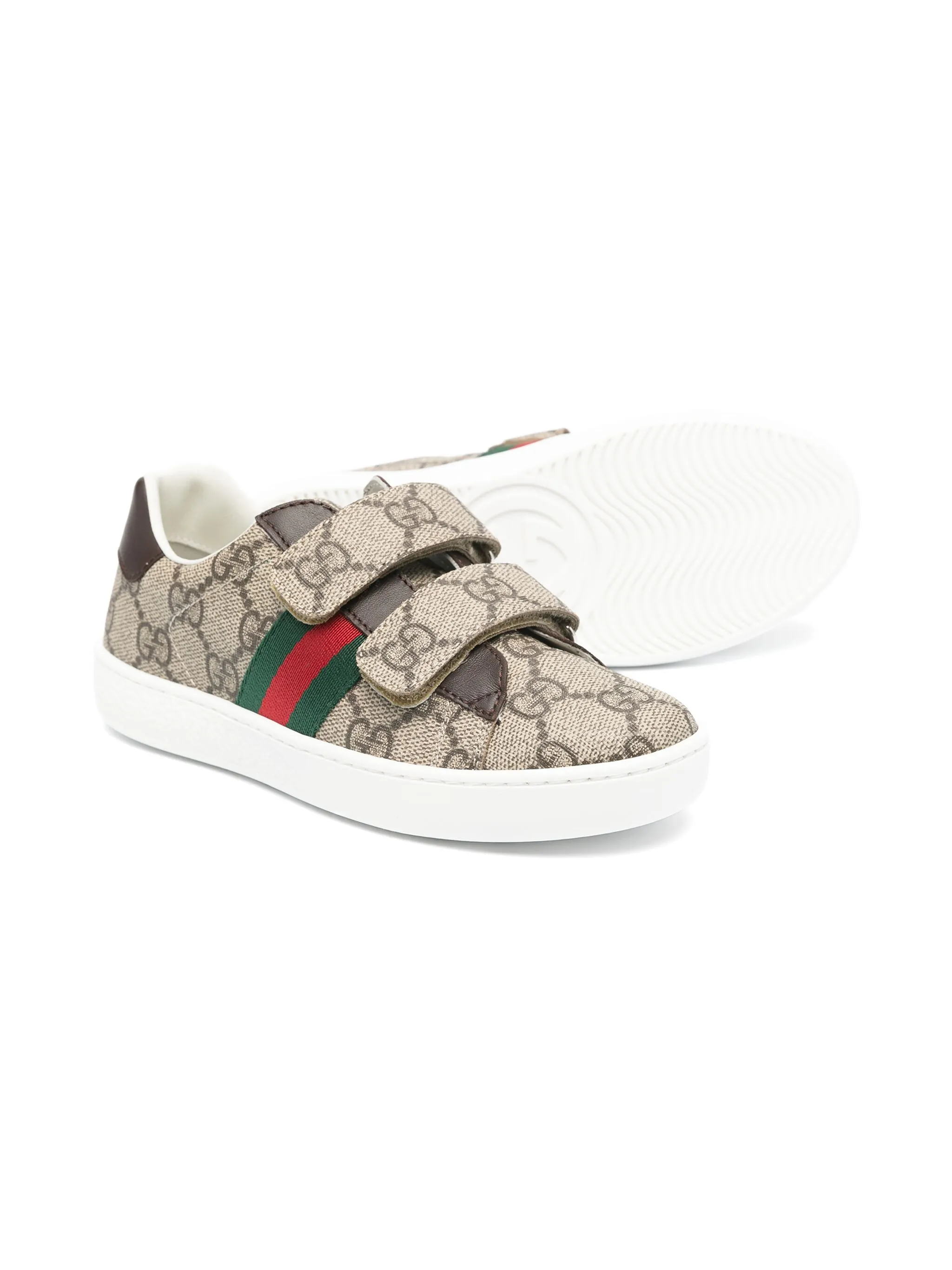 Кеды Ace с узором GG Supreme Gucci Kids, коричневый — фото 2