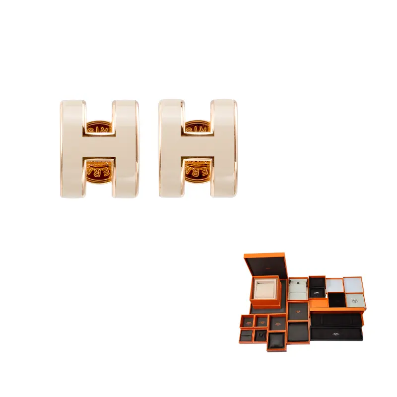 

HERMES Позолоченные гвоздики для женщин Rose Gold/Light Umber