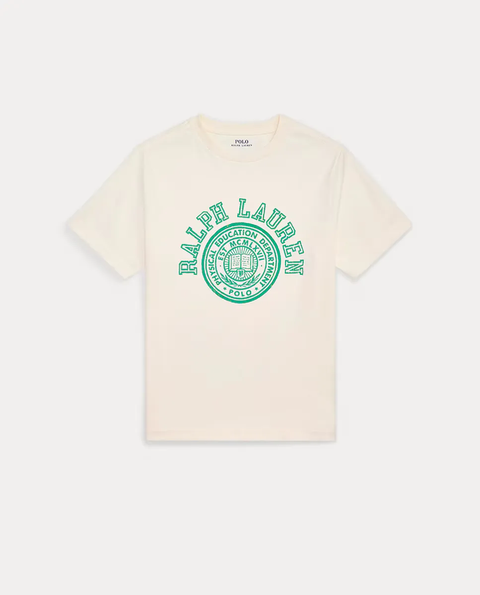 

Детская хлопковая футболка с логотипом Polo Ralph Lauren, цвет Crudo