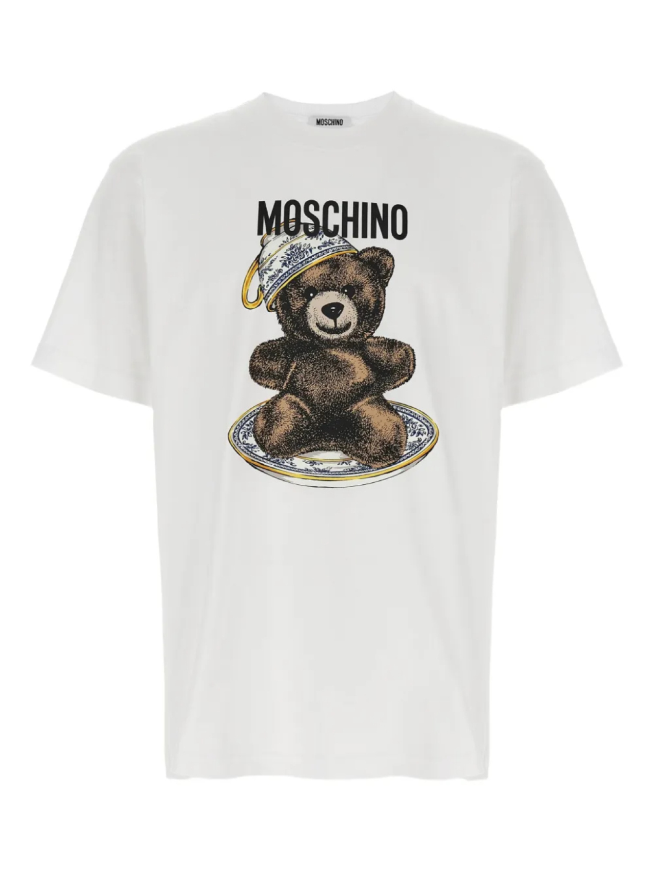 

Футболка с круглым вырезом и принтом плюшевого мишки Moschino, белый