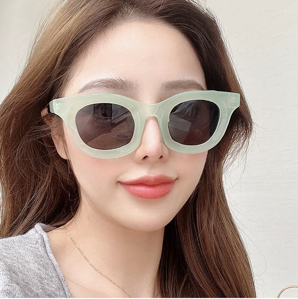 

Популярные модные круглые цветные женские солнцезащитные очки в стиле ретро, ​​​​гелевые цветные очки, солнцезащитные очки UV400 для мужчин TYUVIVO, Black Blue