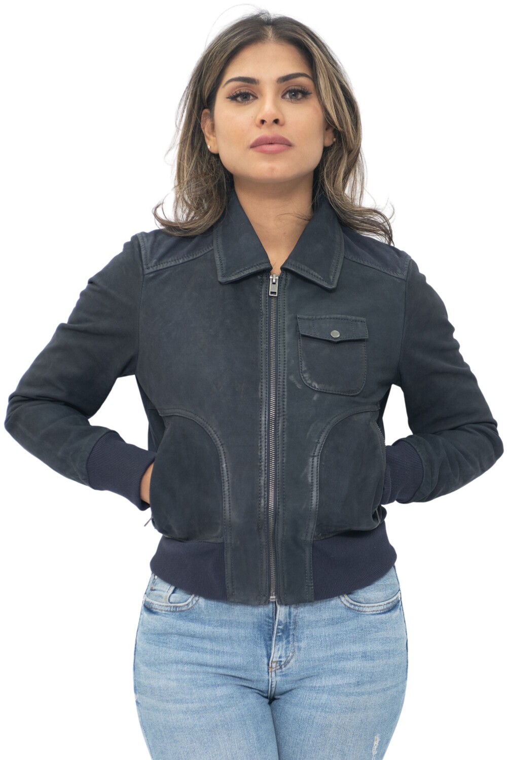 

Кожаная университетская куртка ma 1 ann arbor Infinity Leather, синий