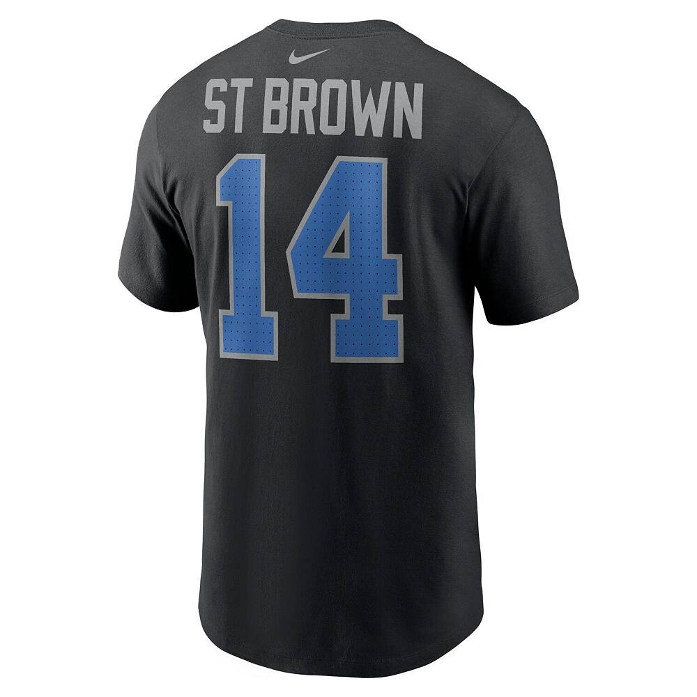 Мужская футболка Nike Amon-Ra St. Brown Black Detroit Lions с именем и номером игрока, цвет Lns Black — фото 4