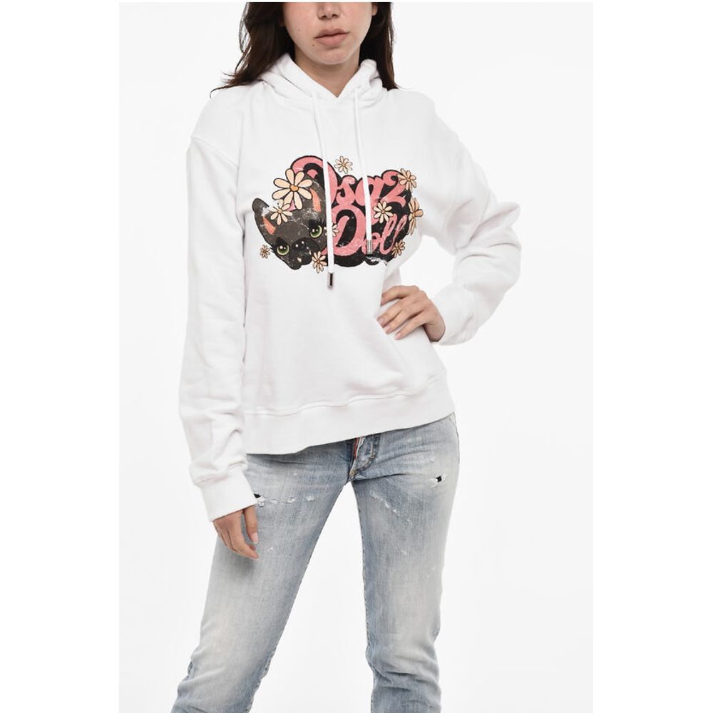 

Хлопковая толстовка с капюшоном и принтом спереди Dsquared2, White