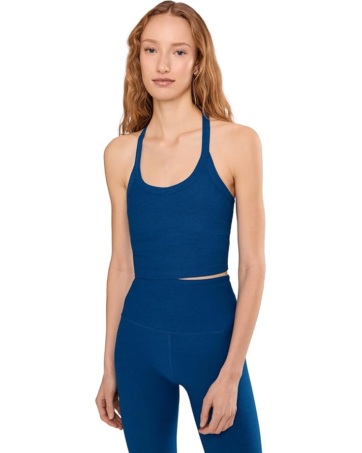 

Женский укороченный топ Beyond Yoga Spacedye On The Up, Marine Blue Heather