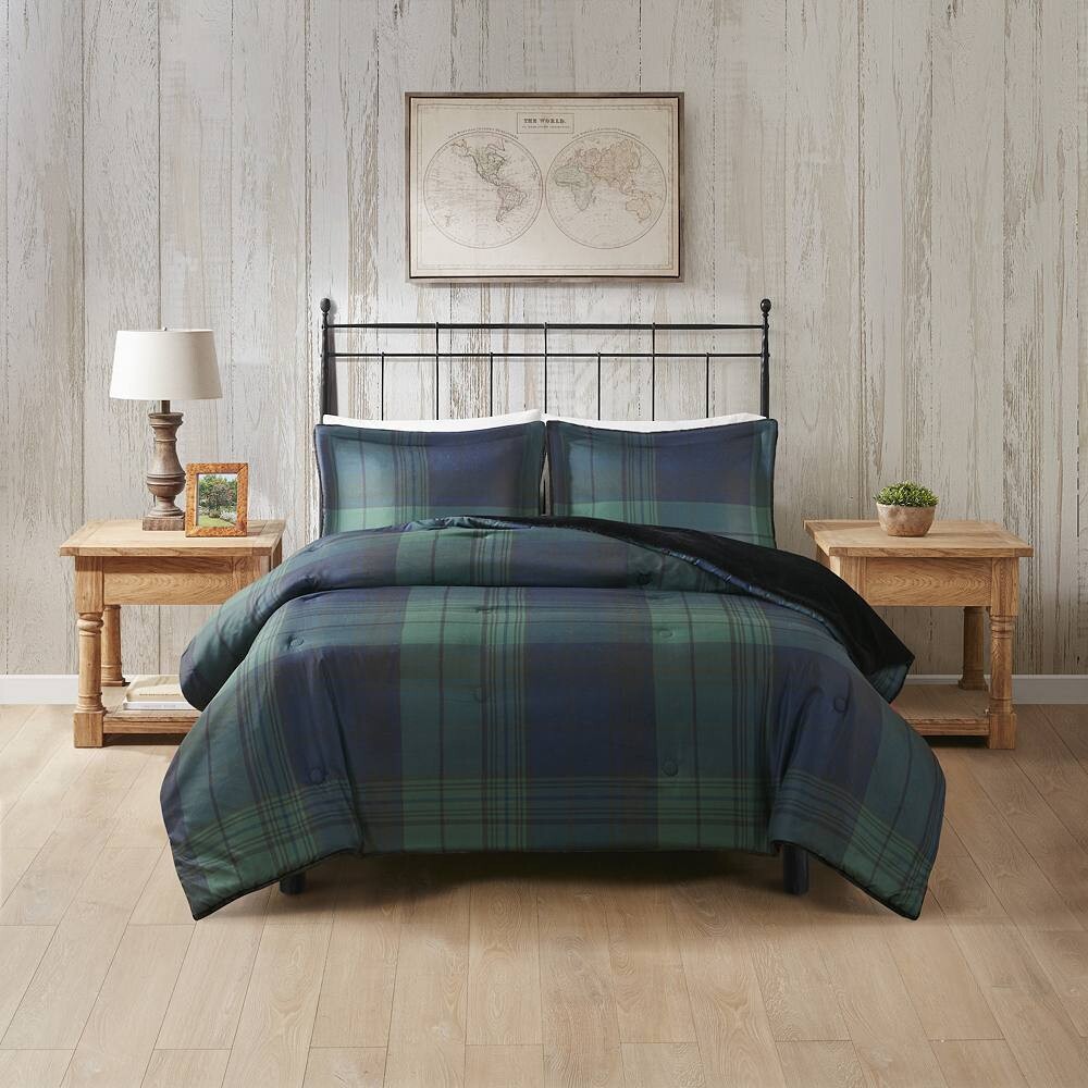 

Альтернативный комплект одеял Woolrich Bernston из искусственной шерсти и искусственного меха на пуху, цвет Green Plaid