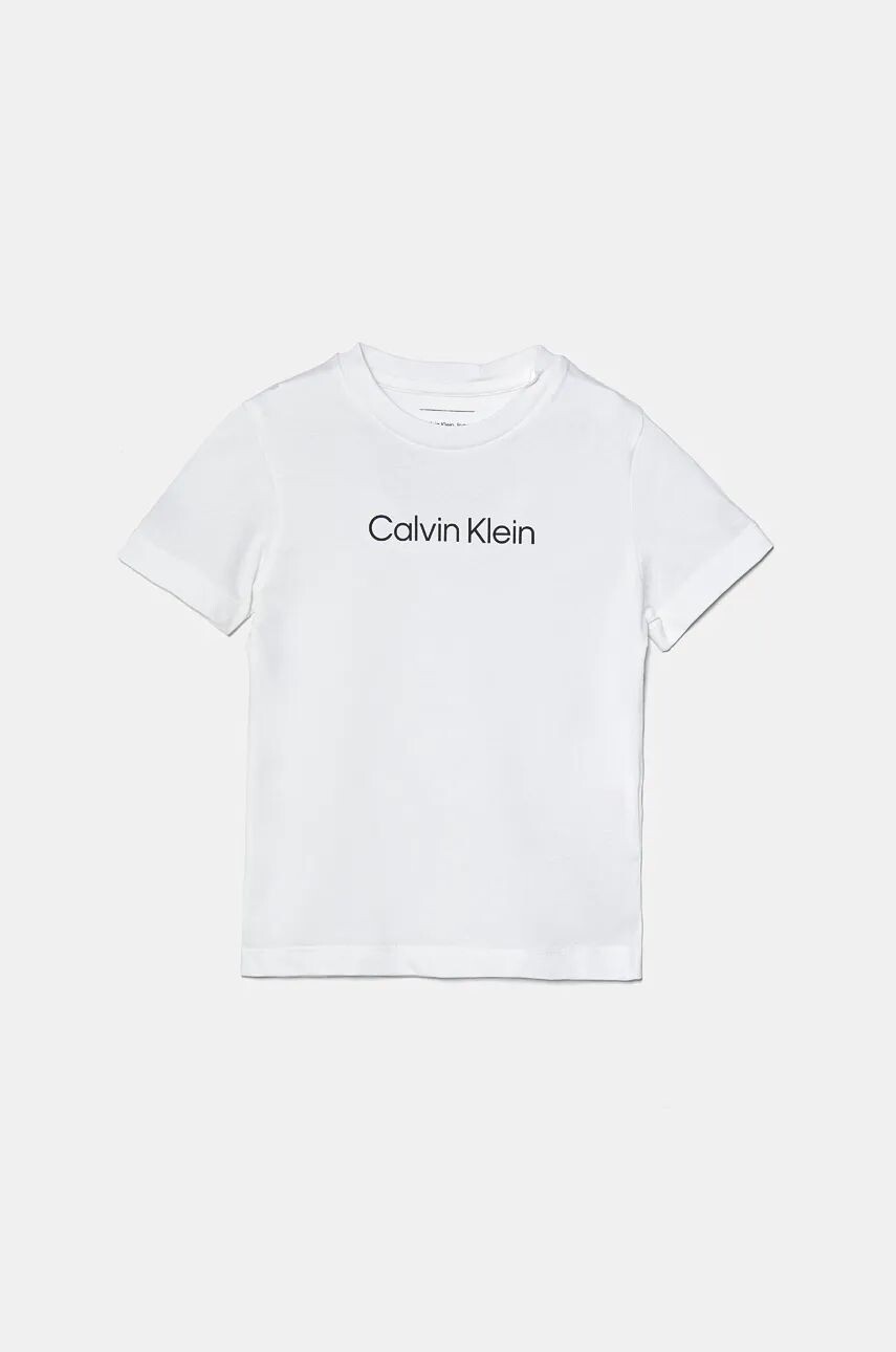 Детская хлопковая футболка Calvin Klein Jeans, белый — фото 2