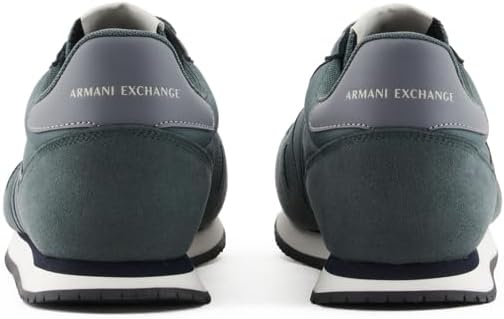 Мужские кроссовки AX Armani Exchange из текстурированной замши и сетки с логотипом, зеленый — фото 3