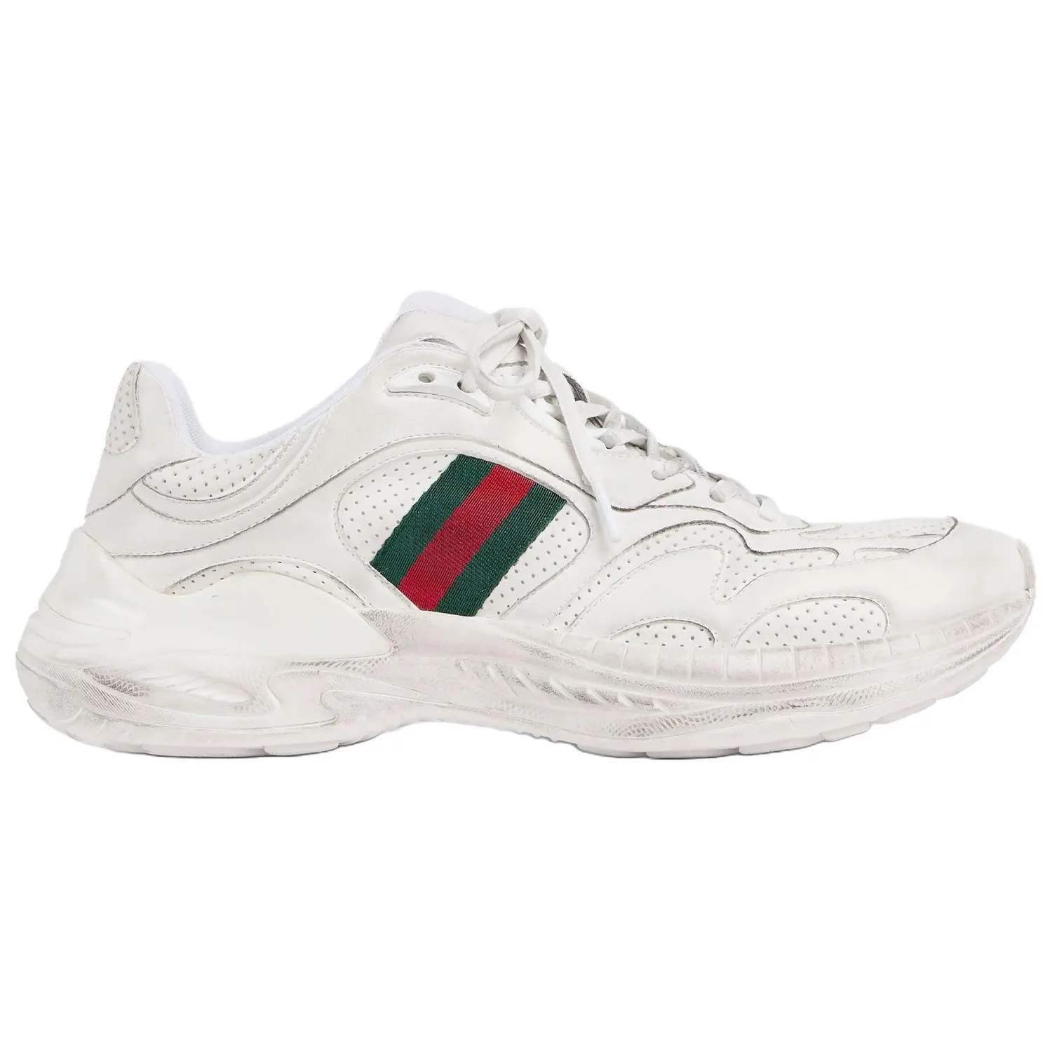 GUCCI Кожаные низкие кроссовки на 5 см мужские белые — фото 3