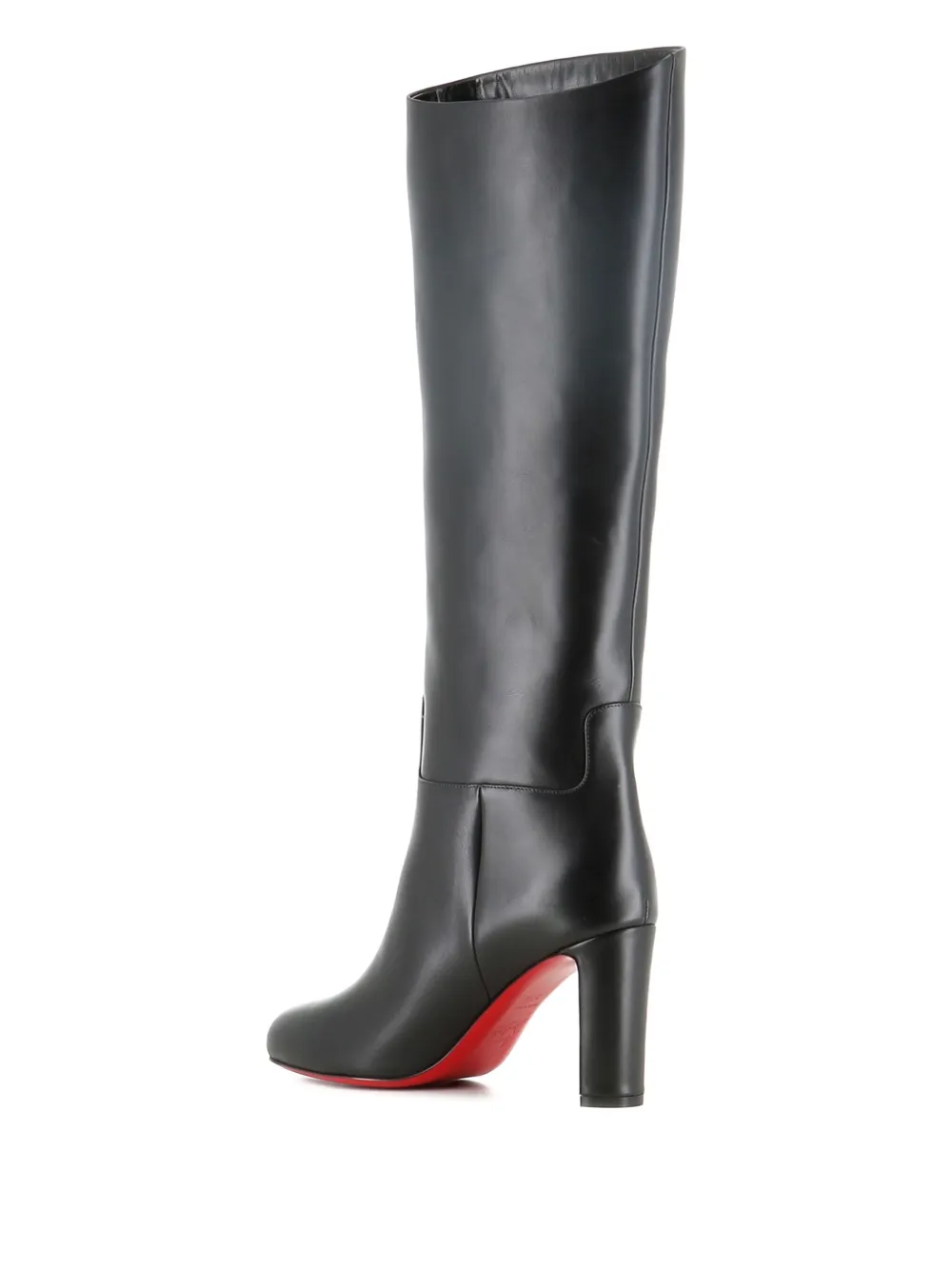 Кожаные сапоги до колена на широком каблуке Christian Louboutin, черный — фото 3