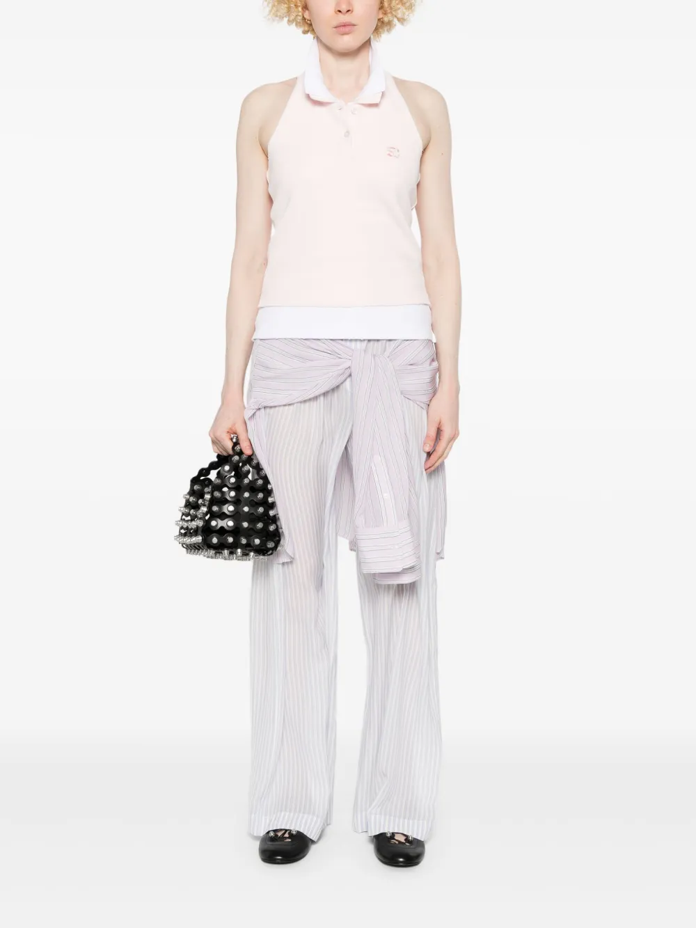 Многослойный топ с вырезом халтер Alexander Wang, розовый — фото 2
