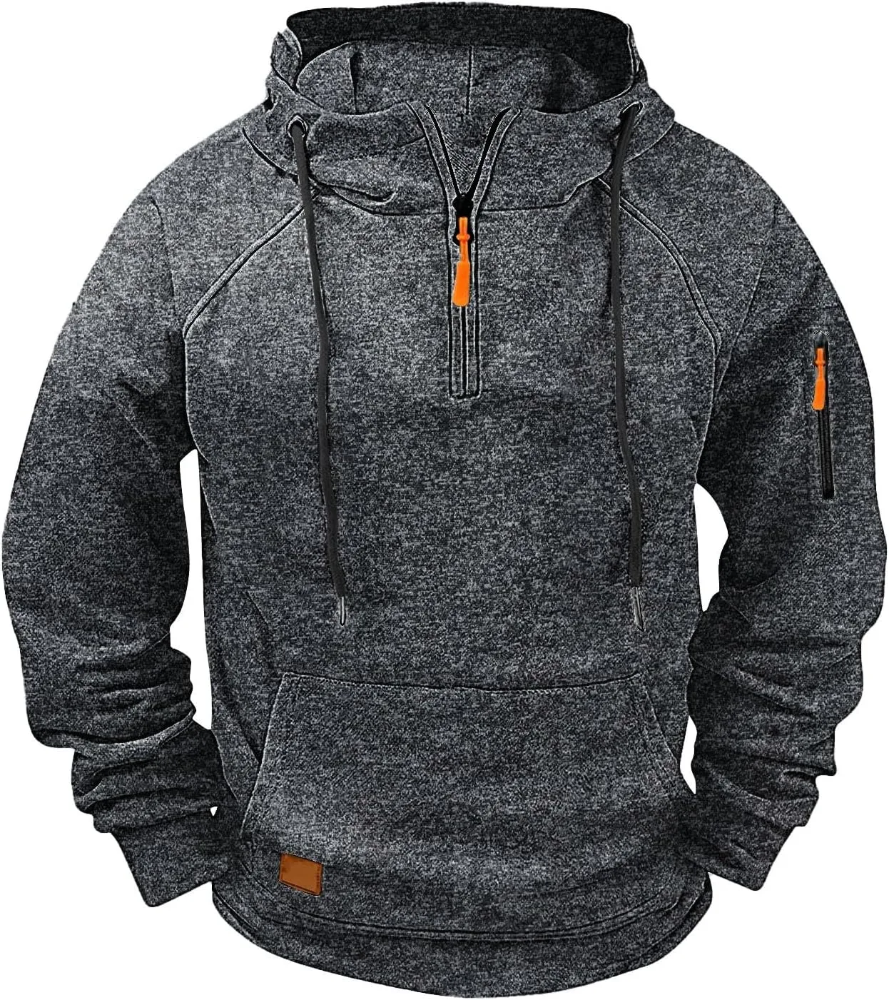 

Мужская худи Vintage с молнией на четверть, Big and Tall, с капюшоном на шнурке и карманами