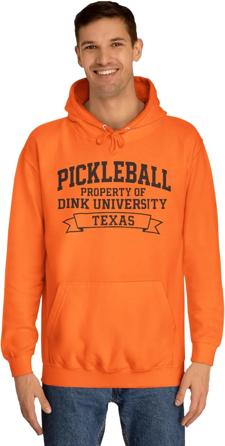 Толстовка с надписью «Pickleball Property of Dink University Texas», толстовка с надписью «Pickleball», университетская толстовка, толстовка унисекс с капюшоном, Dink GENERIC, оранжевый — фото 2