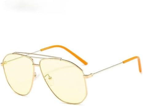 

Квадратные многоугольные солнцезащитные очки из сплава для мужчин, модные солнцезащитные очки для женщин, ретро-очки, розовые, прозрачные, большого размера MTZJH, Gold Yellow