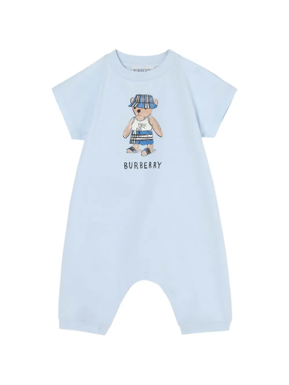 Хлопковый комбинезон "Пляжный медведь" Burberry Kids, синий