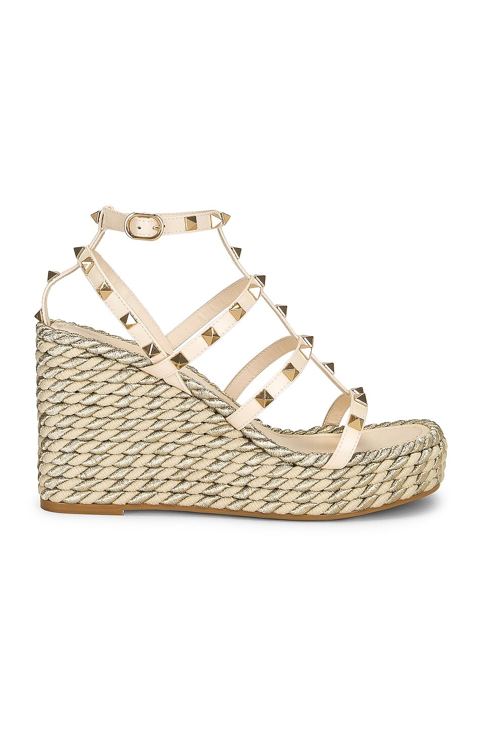 Эспадрильи Rockstud Torchon на танкетке Valentino Garavani, цвет Light Ivory
