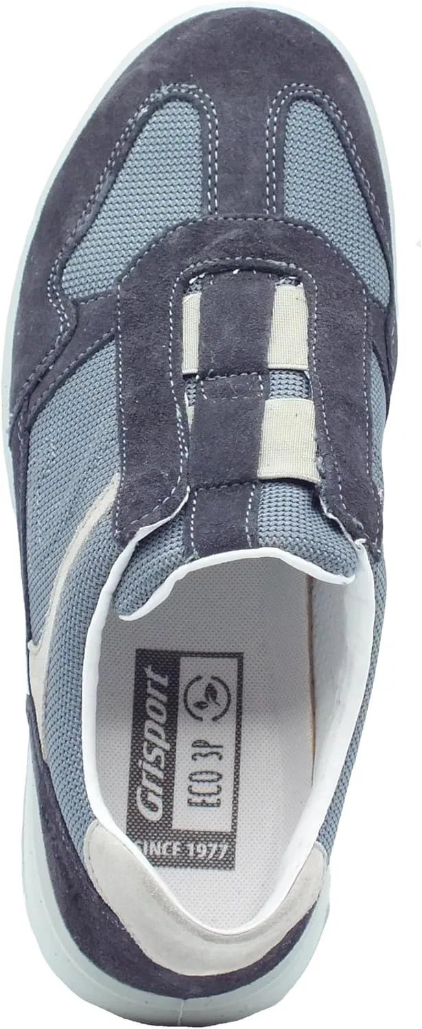 Мужские мокасины Grisport Active 43642eV25 Deep Vesuvio из кожи и синей ткани, с антистатической подошвой — фото 3