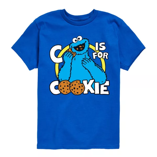 

Футболка для мальчиков 8-20 лет "Sesame Street" с принтом "C is for cookie" Licensed Character, синий