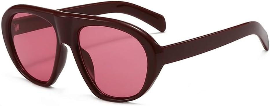 

Модные солнцезащитные очки Melrose Fashion Oversized Pilot для женщин, стильные массивные очки для мужчин в стиле панк с градиентным переходом цвета и защитой от УФ-излучения UV400, Red/Red