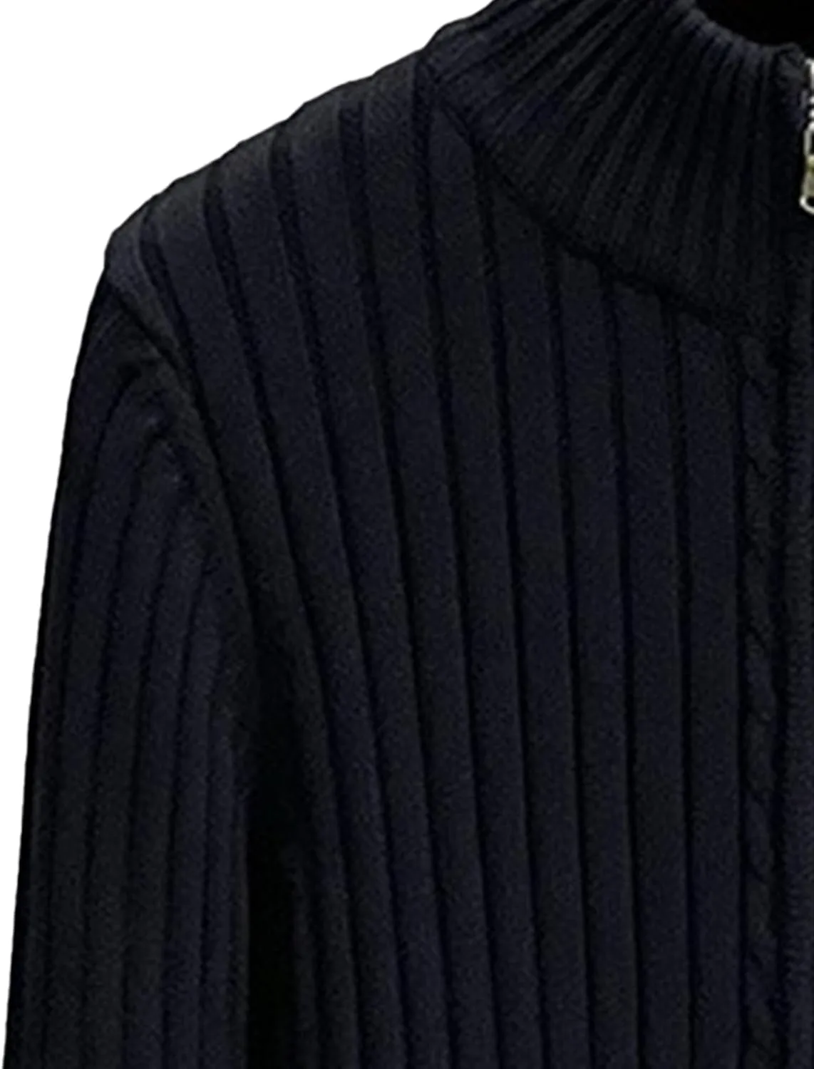 Мужской кардиган в полоску со стойкой, slim fit, на молнии — фото 3