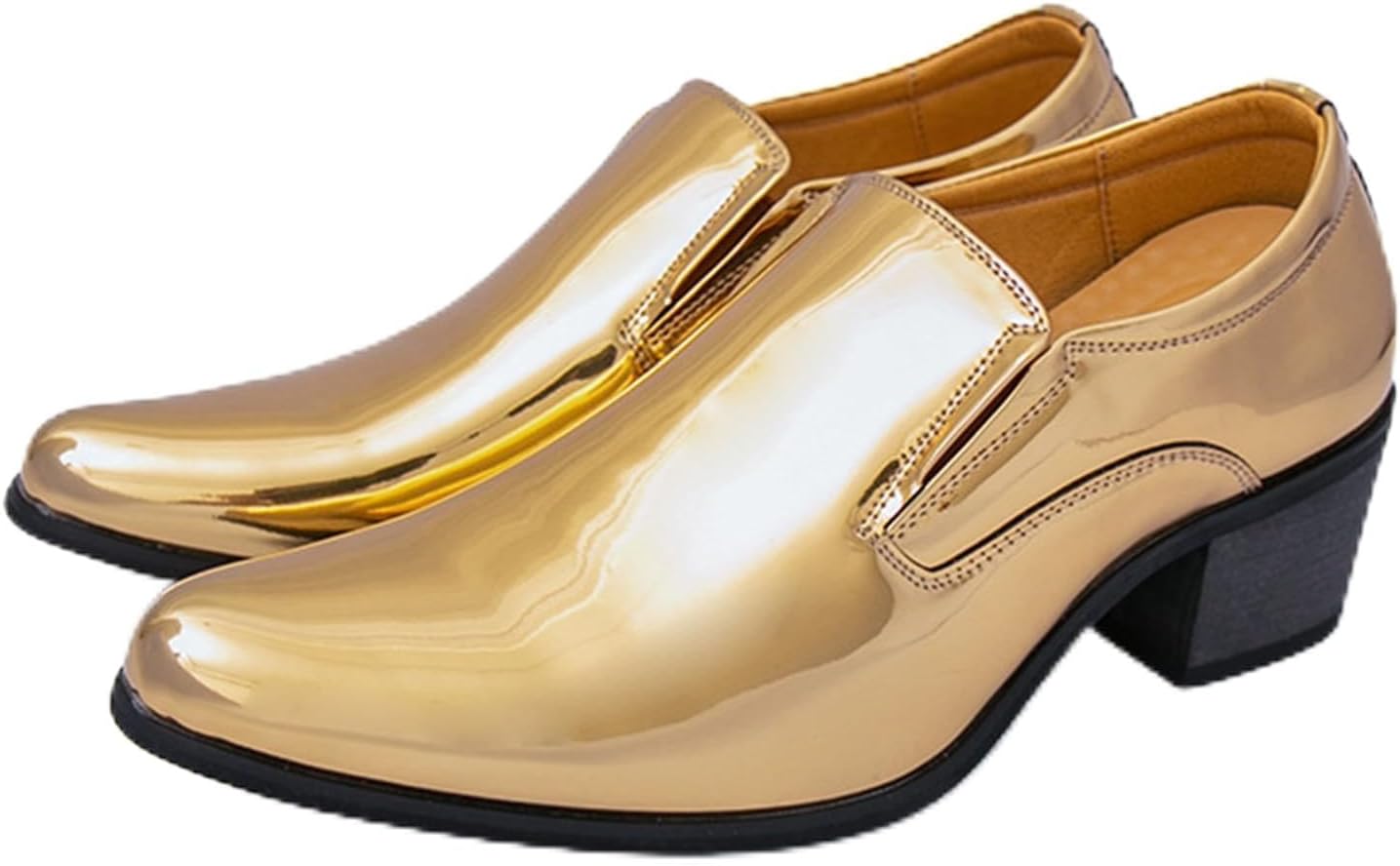 

Мужские лоферы OXNEUHG из золотой лакированной кожи с массивным каблуком, модные, с блестящим острым носком, низкие, на высоком толстом каблуке, стиль Oxford, деловая и повседневная обувь для офиса, свадьбы и официальных мероприятий