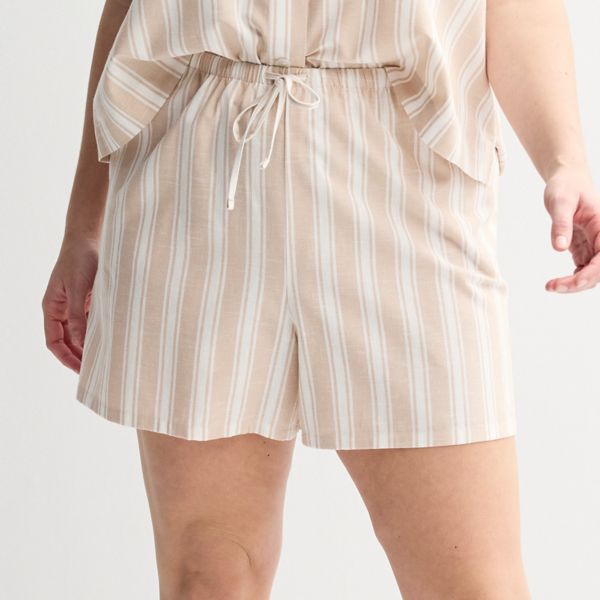 

Просторные пижамные шорты из льняной ткани Sonoma Goods For Life, цвет beige stripe