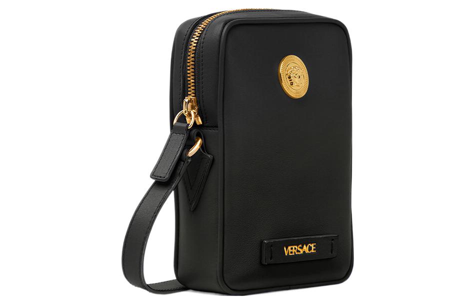 Сумка через плечо VERSACE La Medusa из коровьей кожи, мужская черная — фото 2