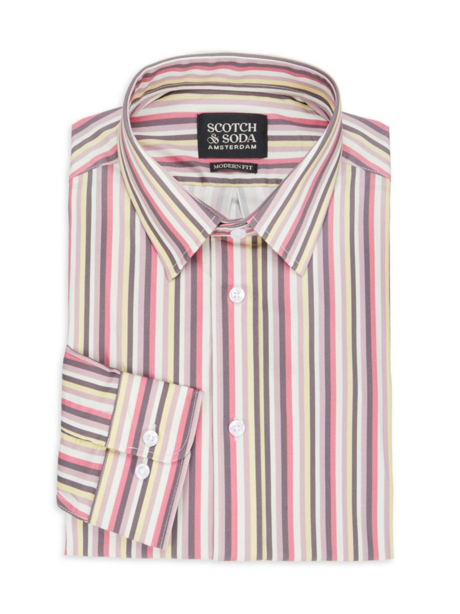 

Рубашка современного кроя из хлопковой смеси в полоску Scotch & Soda, цвет Red Multi