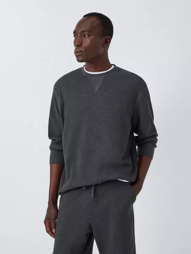 

Поло John Lewis Waffle Crew Neck Long Sleeve, цвет grey charcoal