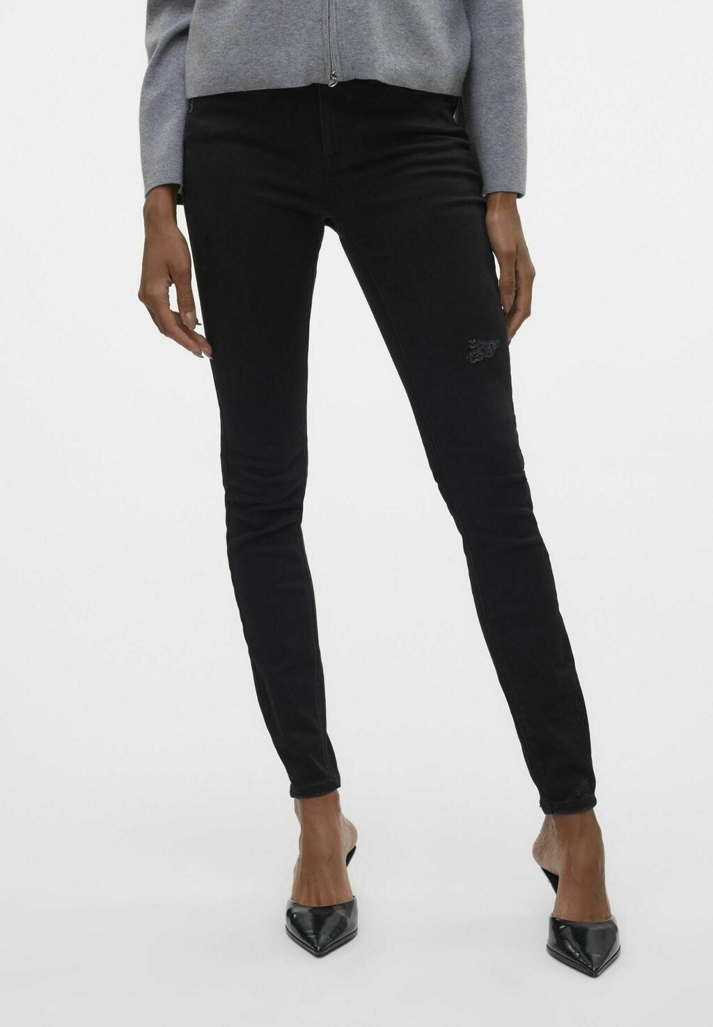 

Джинсы облегающие VMFLASH MID RISE Vero Moda, черный деним